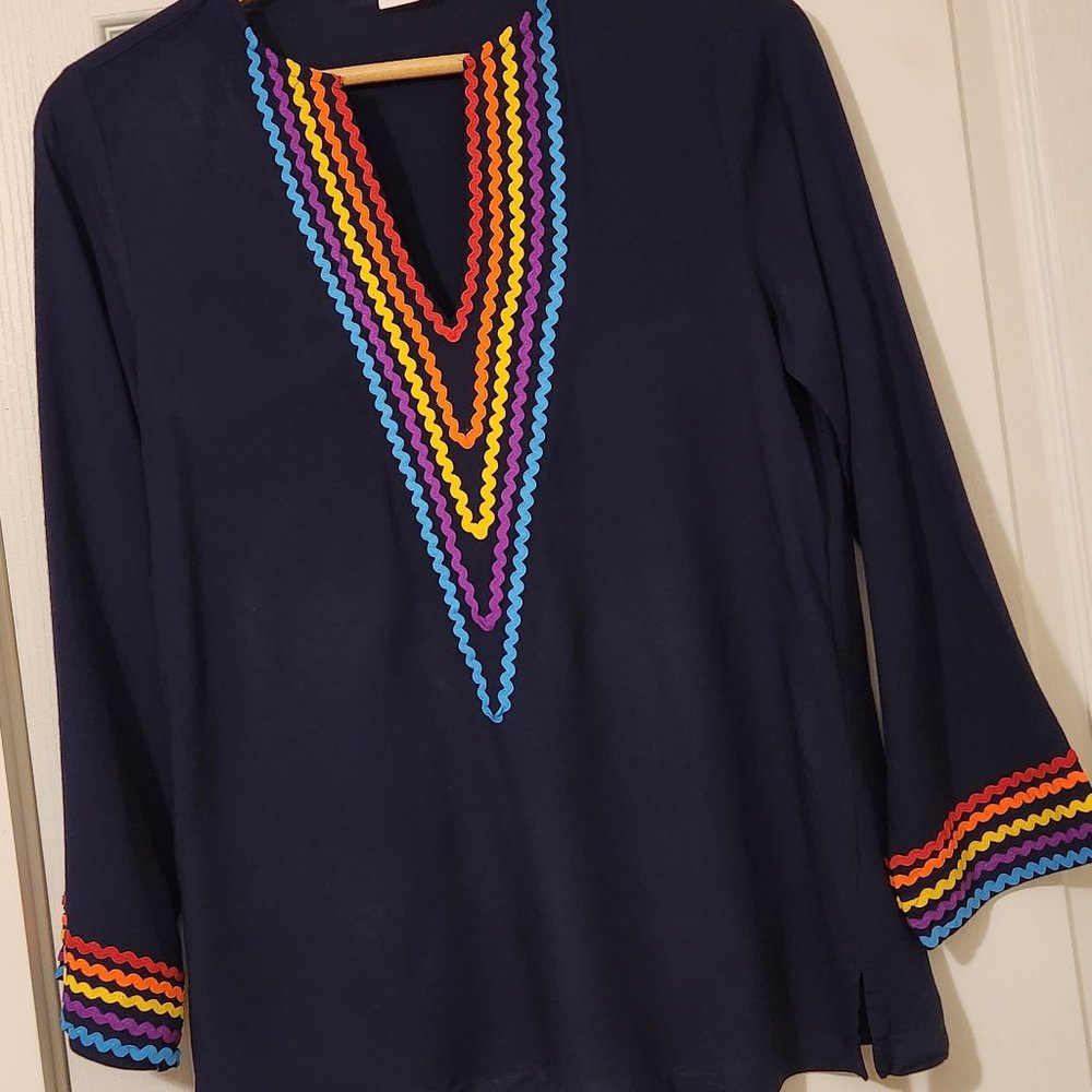 Women's Embroidered V-Neck Top